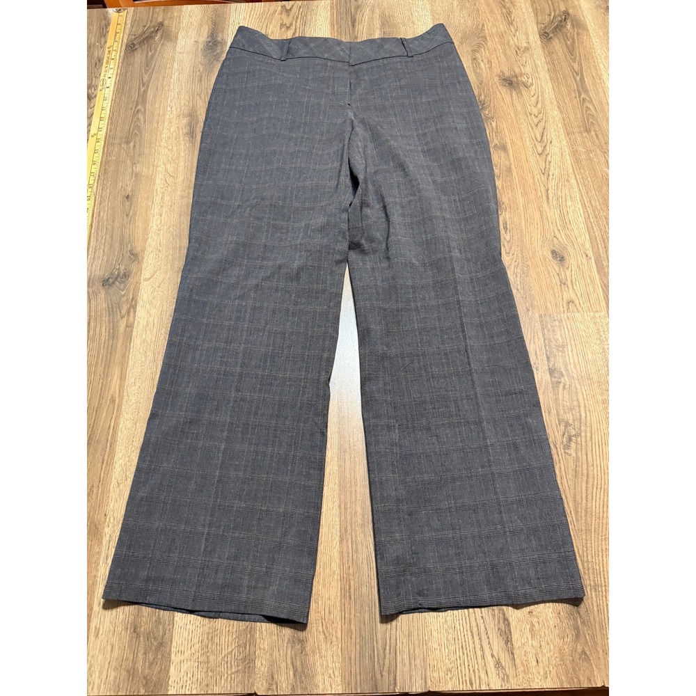 Van Heusen Pants Women Size 8S Gray Dress Stretch Plaid Wide Leg Trousers